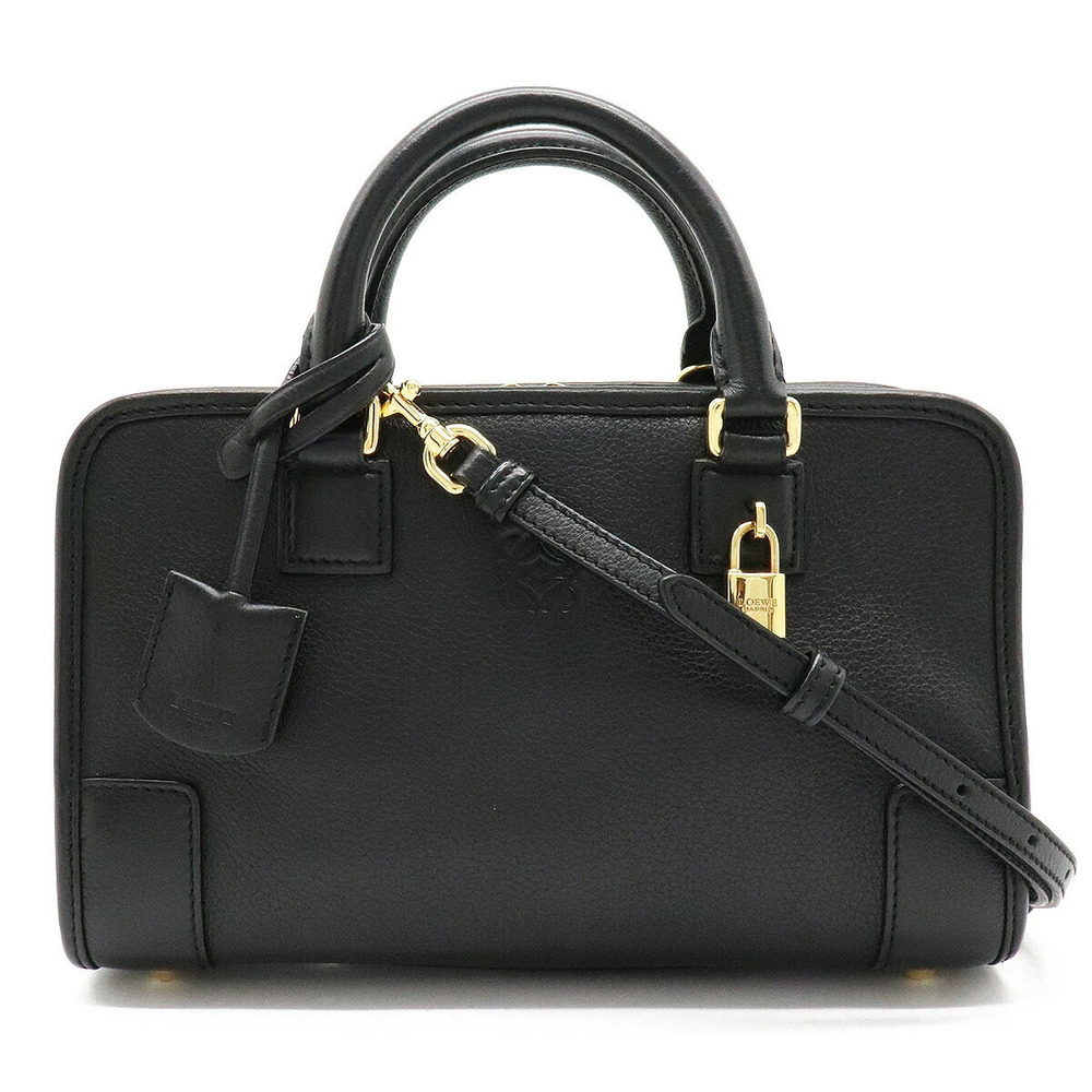 Loewe Amazona Anagram Handbag Boston Shoulder Bag Leather Black